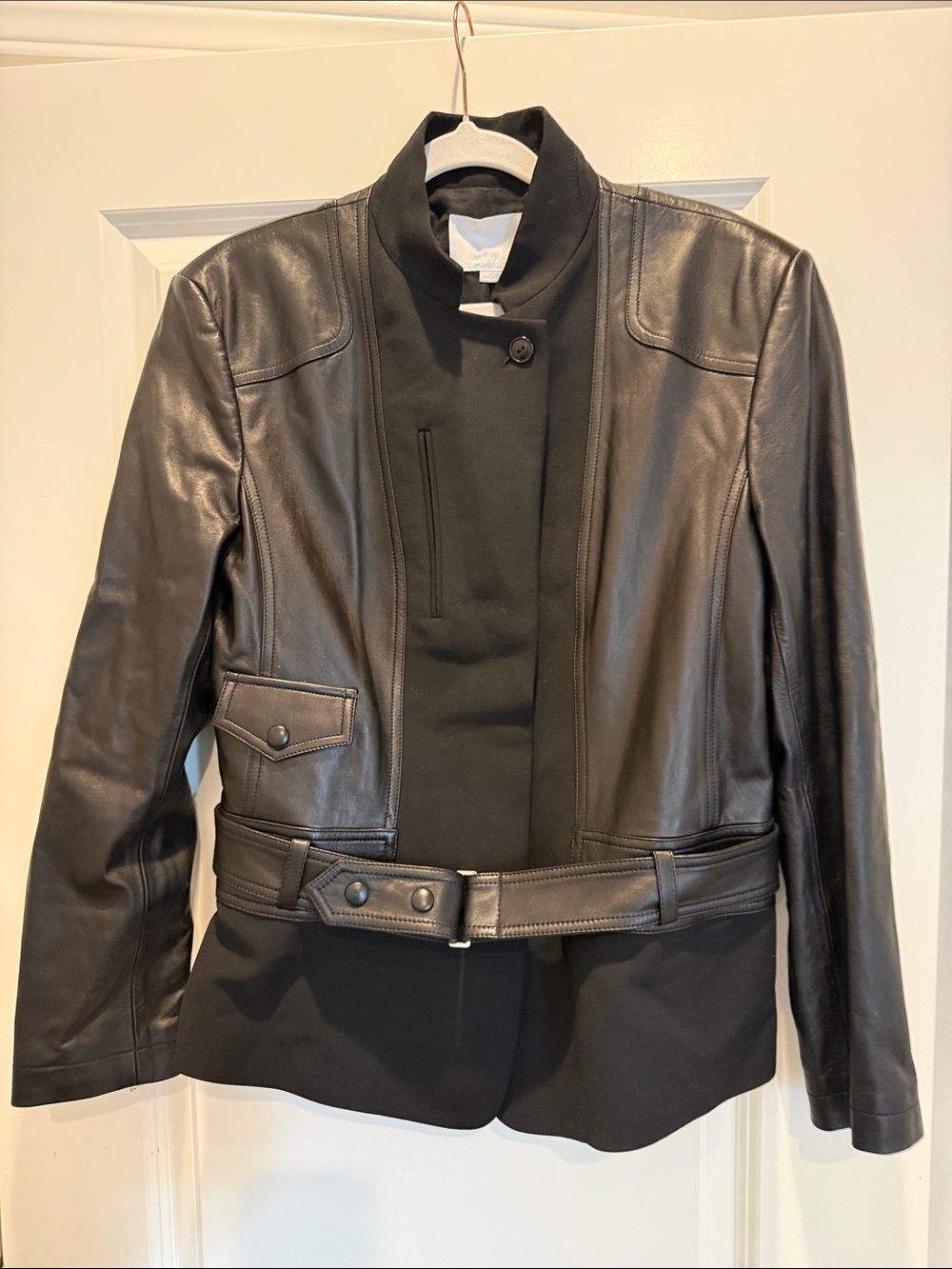 Alexander Wang Black Leather Belted Moto Jacket